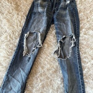 Distressed Blue Jeans, Barely Worn